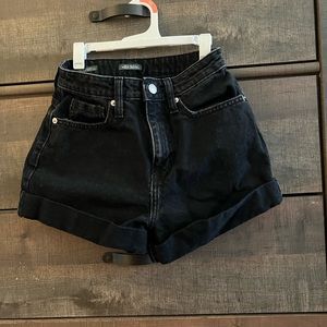 Black High Waisted Denim Shorts